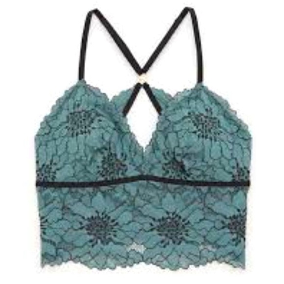 floral Lace Bralette with Black Straps - Picture 1 of 4